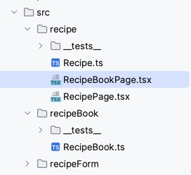 Project structure showing the recipe list file in the wrong location 