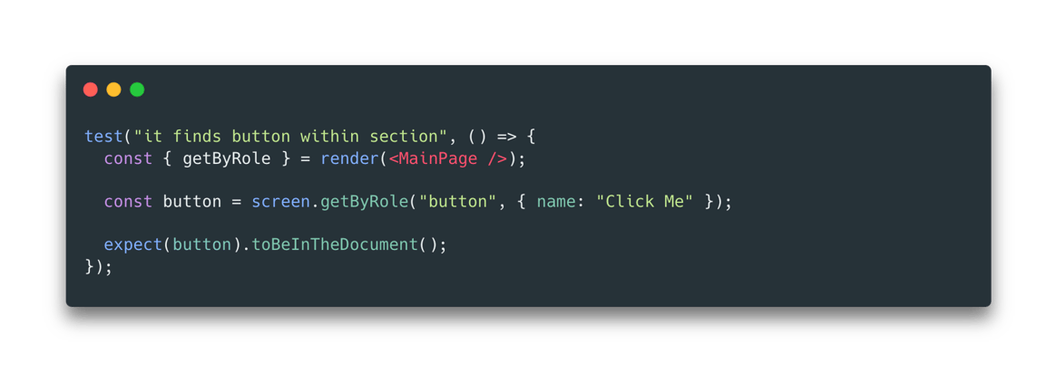 a test with the getByRole selector