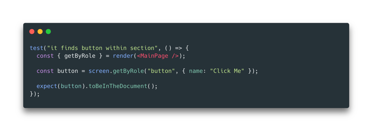 un test avec le sélecteur getByRole